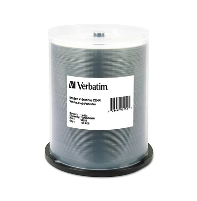 Verbatim 95252 700 Mb 52X Cd-r White Inkjet Printable Hub Printable (100/Pack