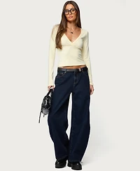 Edikted Women's Doron V Neck Long Sleeve Top