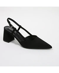 Berness Women's Carrington Faux Suede Slingback Block Heel Pumps