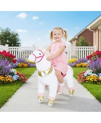 Qaba Ride on Unicorn Toy, Plush Baby Rocking Horse for Kids 3-5 Years