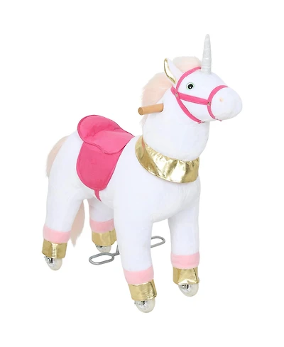 Qaba Ride on Unicorn Toy, Plush Baby Rocking Horse for Kids 3-5 Years