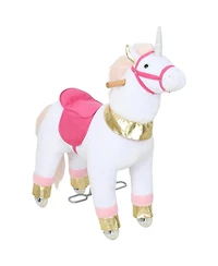 Qaba Ride on Unicorn Toy, Plush Baby Rocking Horse for Kids 3-5 Years