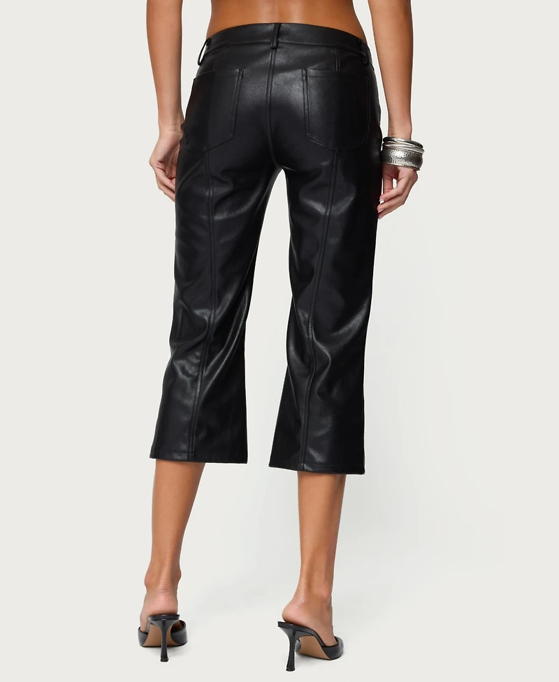 Edikted Women's Lexy Faux Leather Flared Capri Pants