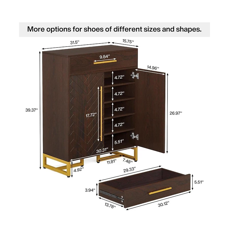 Slickblue Multi-Compartment Shoe Organizer for Entryway and Hallway