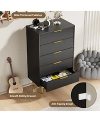 Gaomon Fluted Dresser for Bedroom,Wooden Chest of Drawers with Metal Handle & Feet