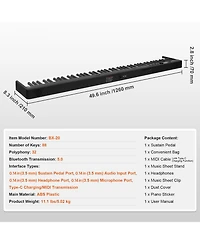 Sugift 88-Key Folding Keyboard Piano Portable Digital Piano with Bag Pedal