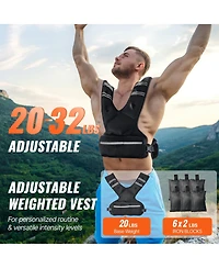 Mecale Adjustable Weighted Vest, 20–32 lb Vest with Ironsand Weights and Reflective Stripe for Strength Training