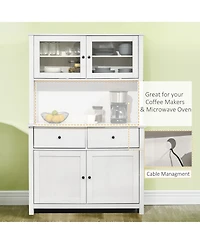 Homcom 63.5" Buffet with Hutch, Kitchen Pantry W/ Shelves, Antique