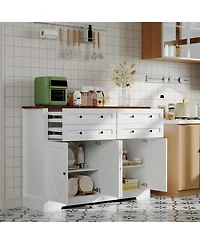 Gaomon Modern Farmhouse Buffet Cabinet with Storage, Wood Large Sideboard Storage Cabinet with 4 Doors & 4 Drawers Coffee Bar.