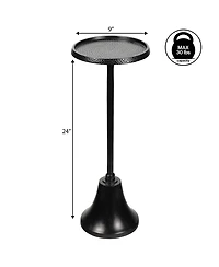 Jonathan Y Irida 24" Art Deco Designer Pedestal Drink Table and Decorative End with Hammered Round Top Bell Base