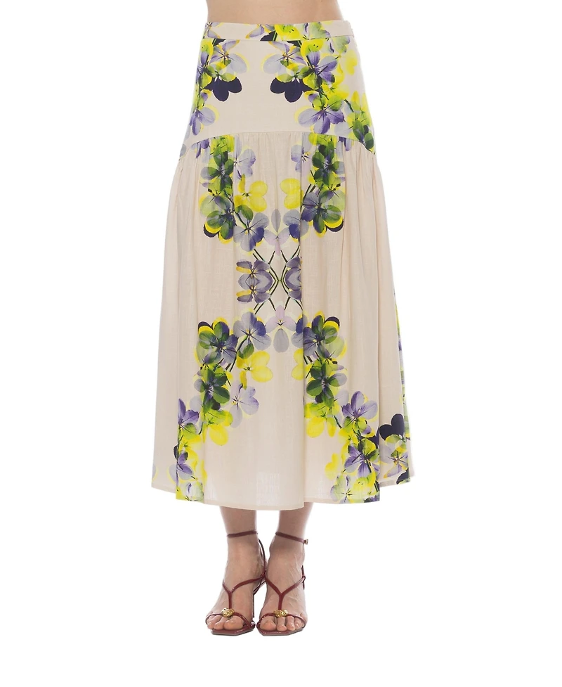 Alexia Admor Women's Michel Dropped Waist Midi Shirred Skirt