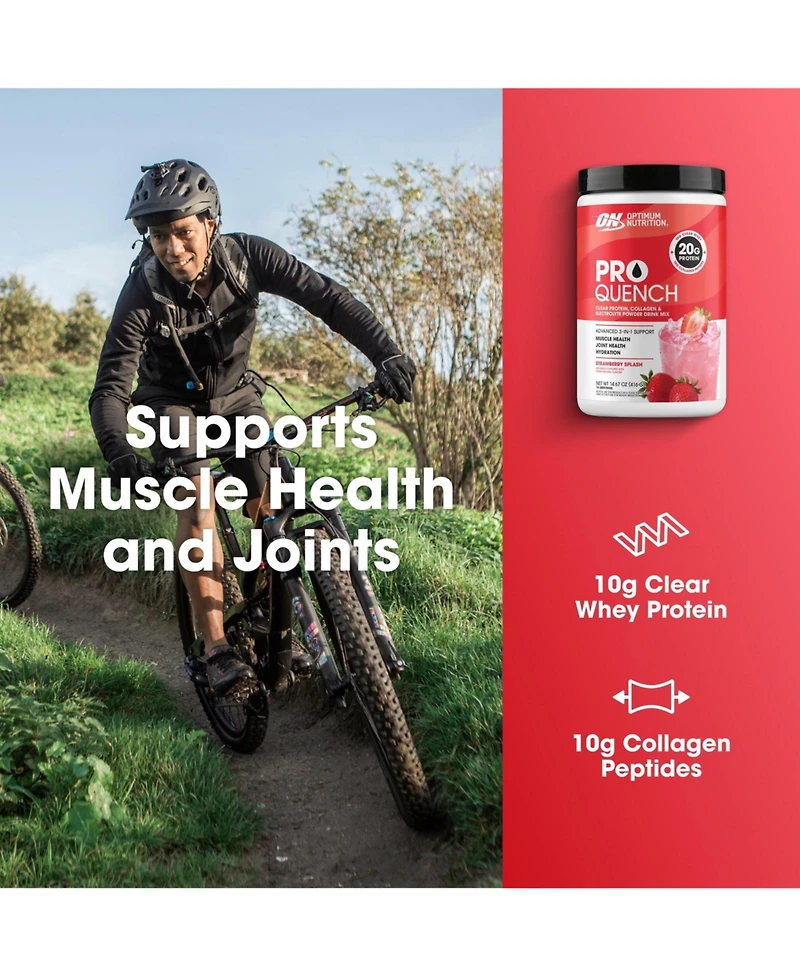 Optimum Nutrition Pro Quench Whey + Collagen Protein Powder, Strawberry Splash