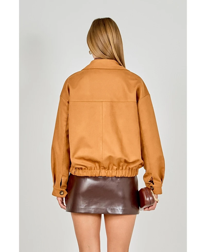 endless rose Women's Suede Oversized Jacket