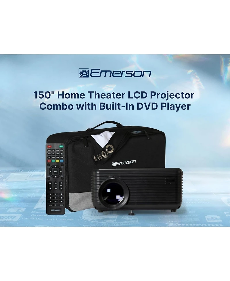Emerson Evp-2501C 150" Home Theater Lcd Projector Combo with Built-In Dvd Player and Screen