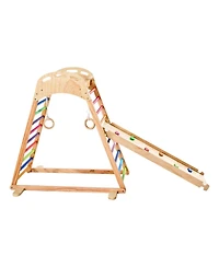 Sugift 4-in-1 Wooden Jungle Gym with Climbing Wall, Slide & Montessori-Style Design