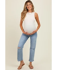 Pinkblush Maternity Light Blue Distressed Open Knee Ankle Straight Leg Jeans
