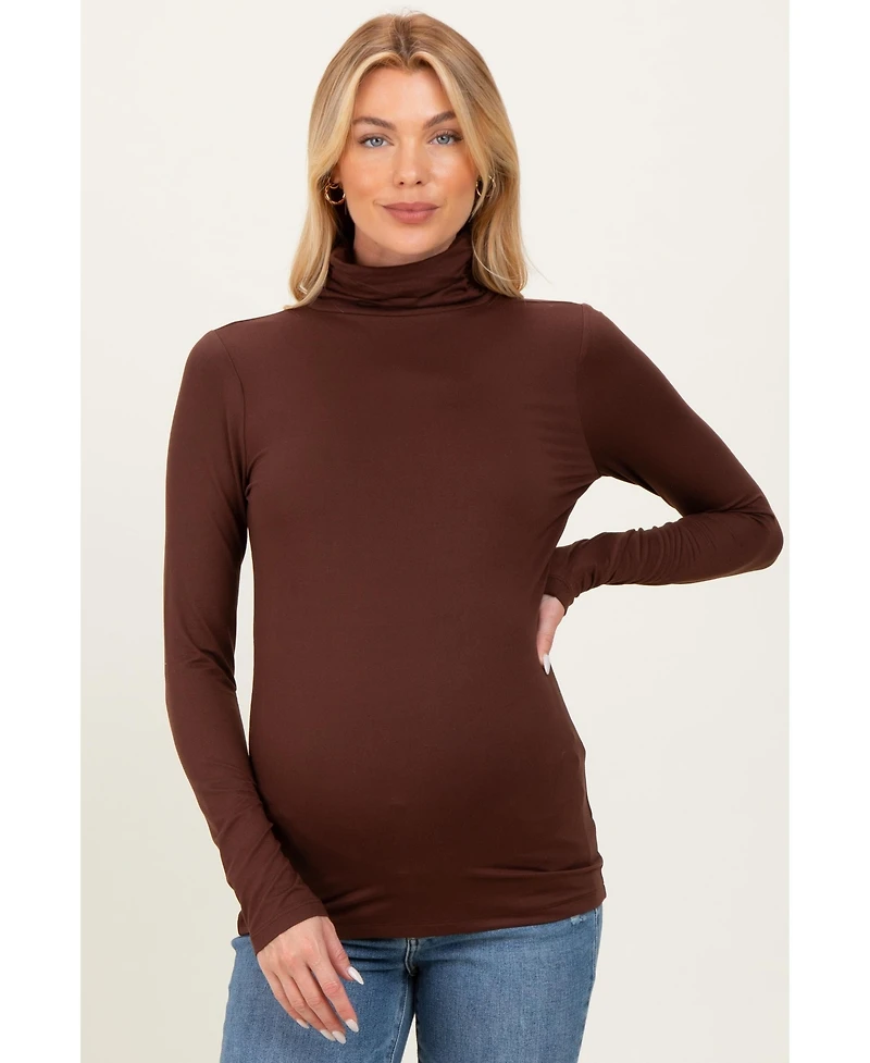 Pinkblush Maternity Black Brushed Knit Basic Turtleneck Top