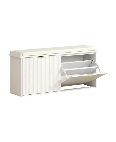 Slickblue Modern Shoe Rack with Drawer and Cushioned Seat for Hallway