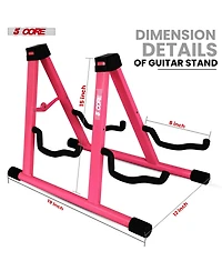 5 Core Double Guitar Stand Floor Adjustable A Frame Folding Acoustic Electric Guitars Holder Stands Gss 2N1 Pnk