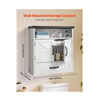 Slickblue Bathroom Wall Cabinet with 2 Doors, Drawer, and Shelves