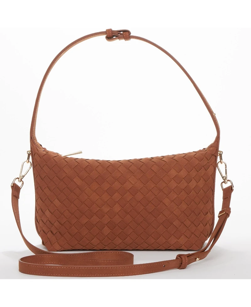 Susu Woven Suede Hobo Bag with Crossbody Strap