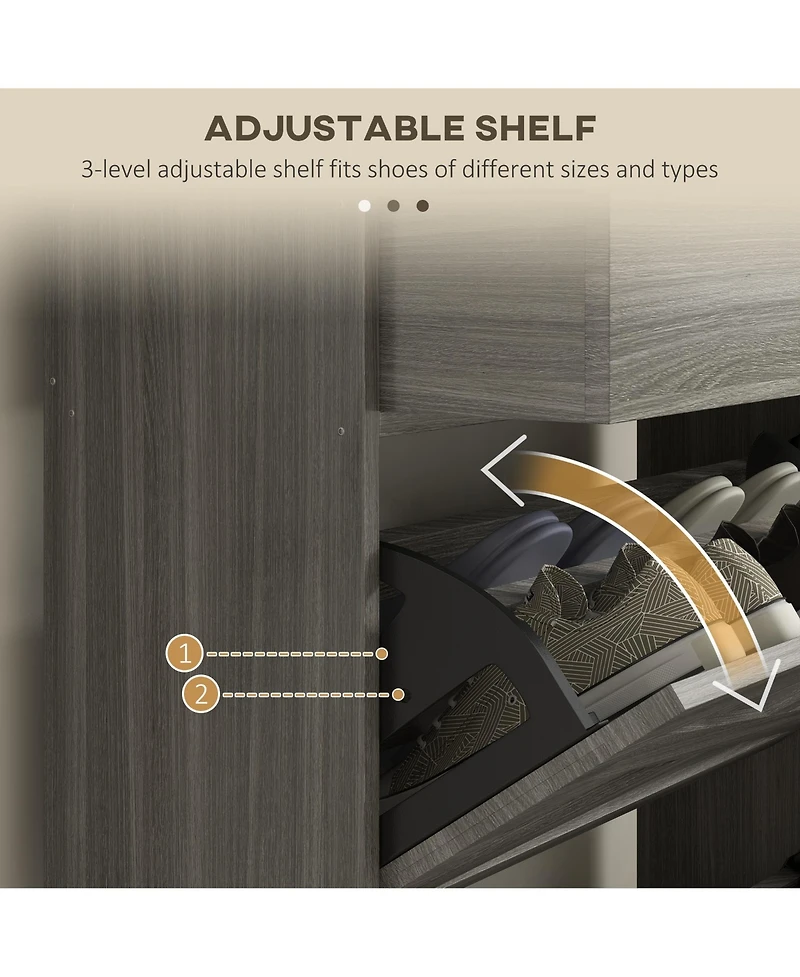 Slickblue Entryway Shoe Storage Cabinet with Flip Drawers and Top Shelf