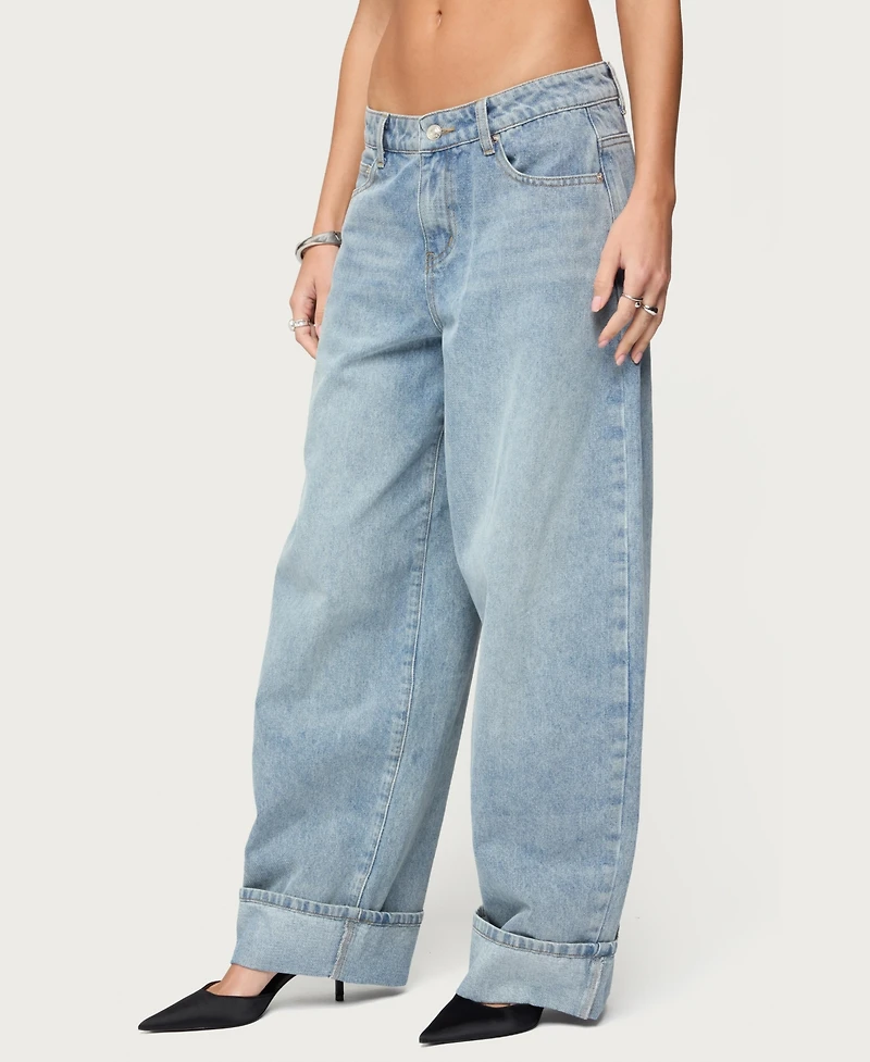 Edikted Women's Kella Low Rise Baggy Jeans