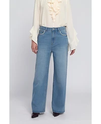 Elle Collection Women's Rhinestone Pocket Jean Wide-Leg Pants