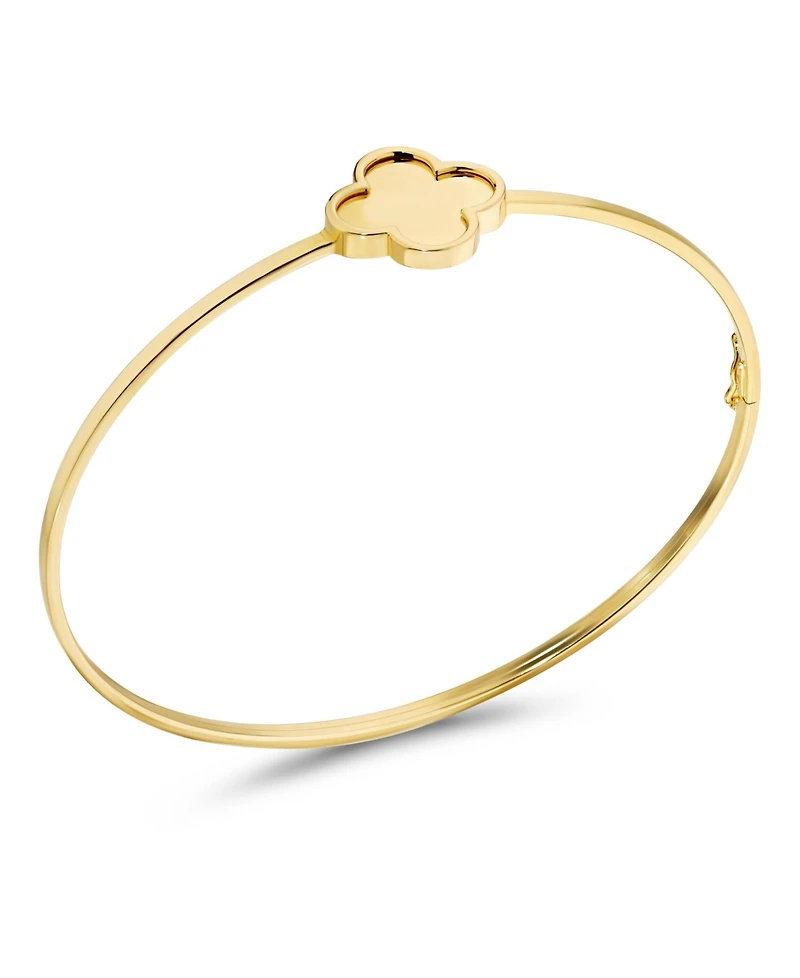 Devata Clover Bangle Bracelet in 14K Gold, Fits Small to Medium Wrist, Approx. 3.4 grams.
