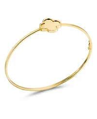 Devata Clover Bangle Bracelet in 14K Gold, Fits Small to Medium Wrist, Approx. 3.4 grams.
