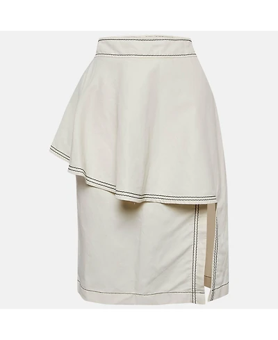 Pre-Owned Stella Mccartney Women's Off-White Cotton Blend Flounce Knee-Length Skirt