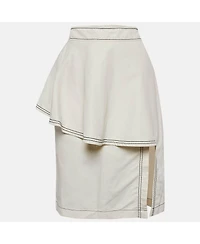 Pre-Owned Stella Mccartney Women's Off-White Cotton Blend Flounce Knee-Length Skirt