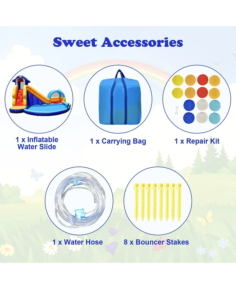 Givimo Inflatable Bouncy House with Slide and Splash Pool without Blower
