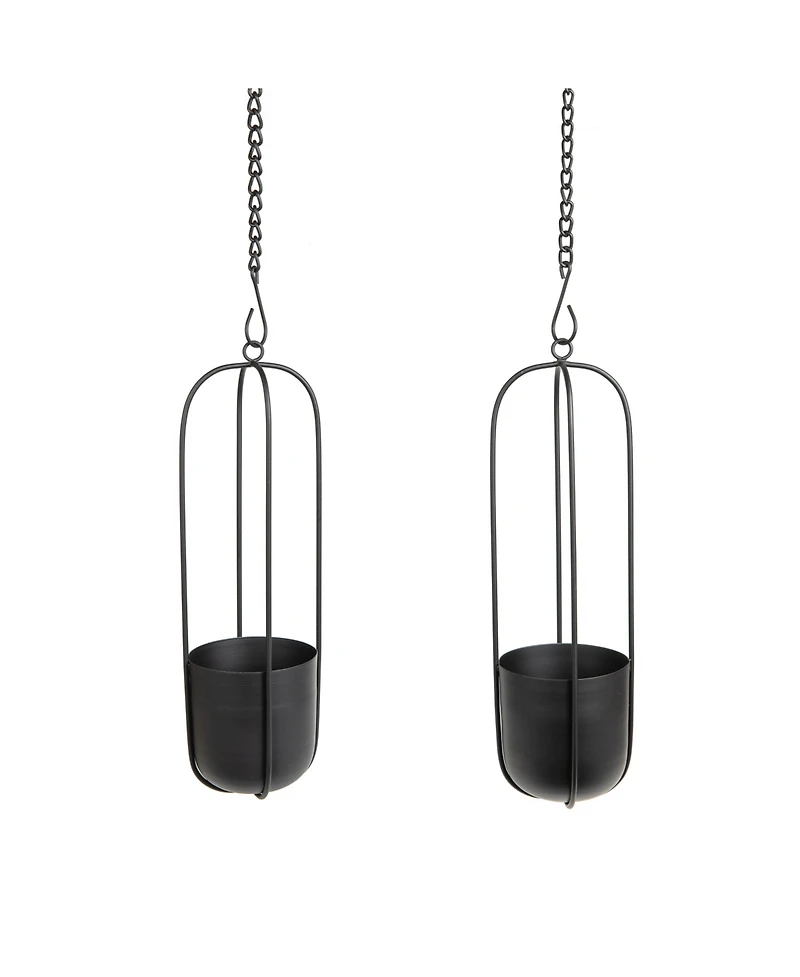 Danya B Walter 2-Piece Oval Hanging Planter Set with Chain Hanging Option
