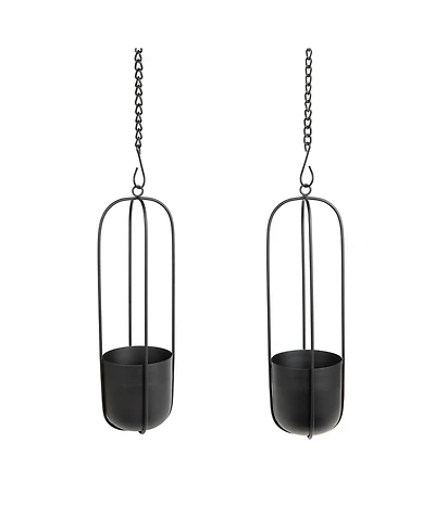 Danya B Walter 2-Piece Oval Hanging Planter Set with Chain Hanging Option