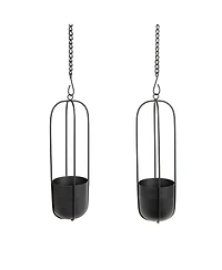 Danya B Walter 2-Piece Oval Hanging Planter Set with Chain Hanging Option