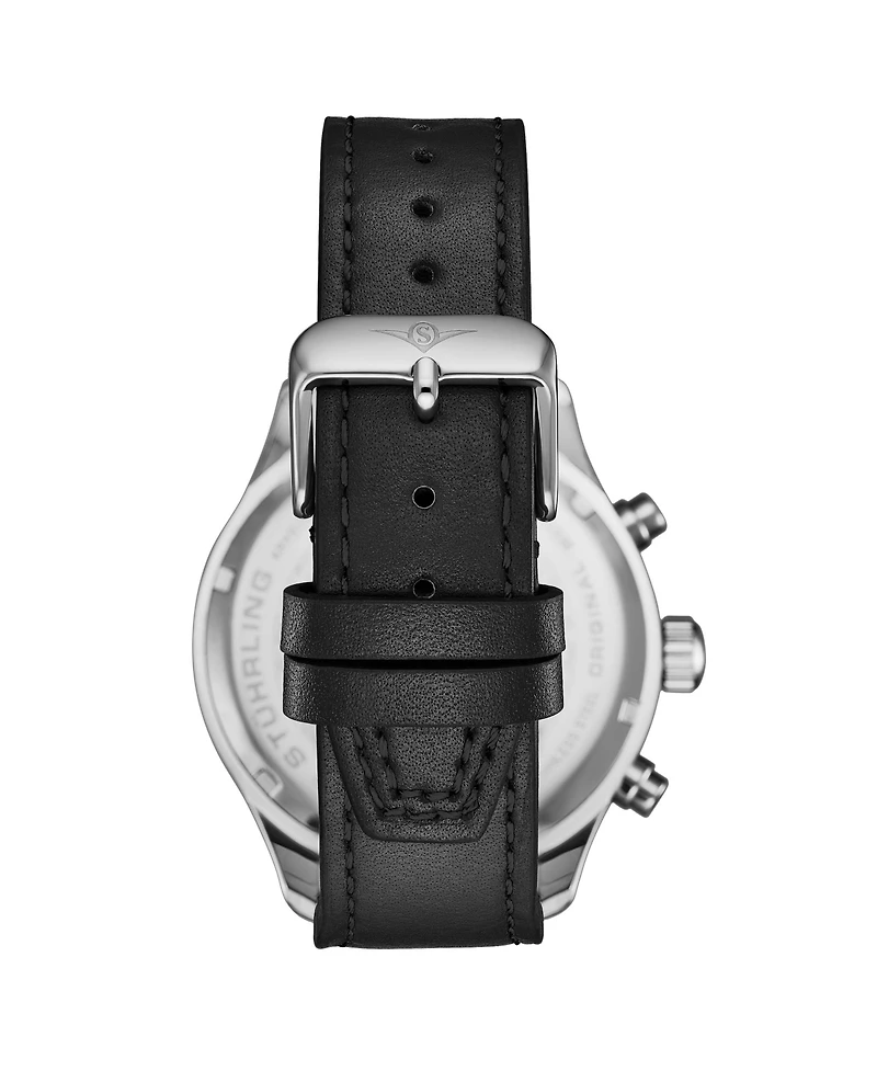 Stuhrling Navigator 4075 Men s 43mm Green Sunray Dial Brown Leather Strap Chronograph Quartz Watch