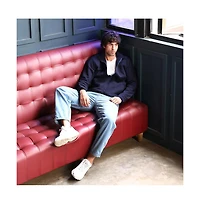 Campus Sutra Men's Navy Blue Panel-Stitch Knit Sweatshirt