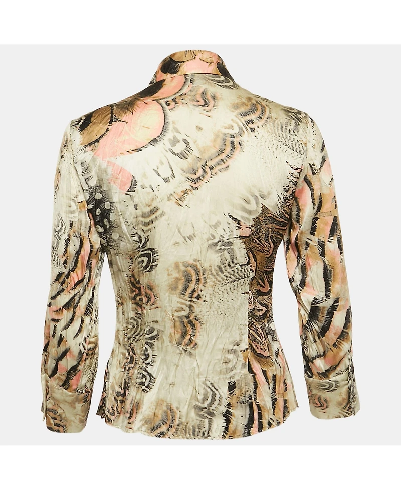 Pre-Owned Roberto Cavalli Women's Multicolor Printed Silk Shirt