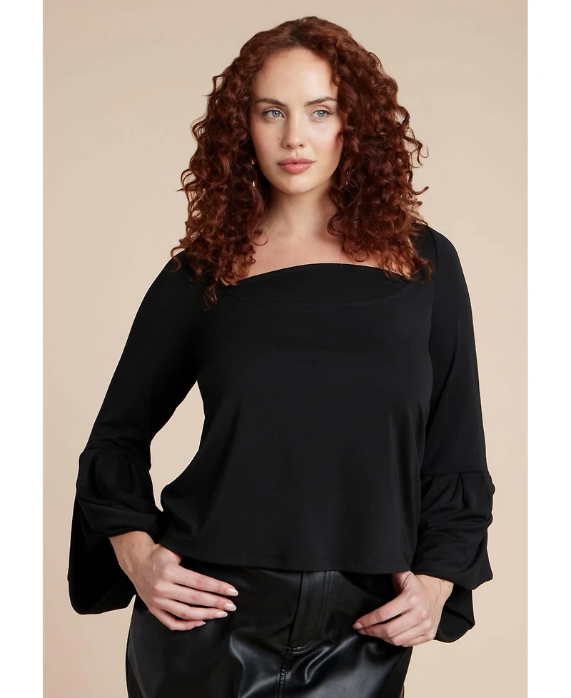 Eloquii Women's Plus Draped Cuff Top