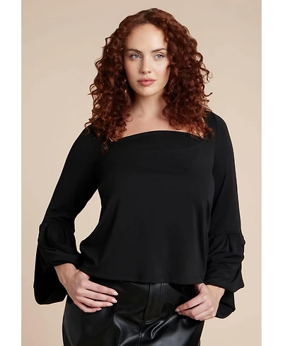 Eloquii Women's Plus Draped Cuff Top