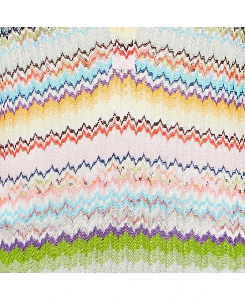 Pre-Owned Missoni Women's Multicolor Patterned Knit Plunge Neck Tunic Top