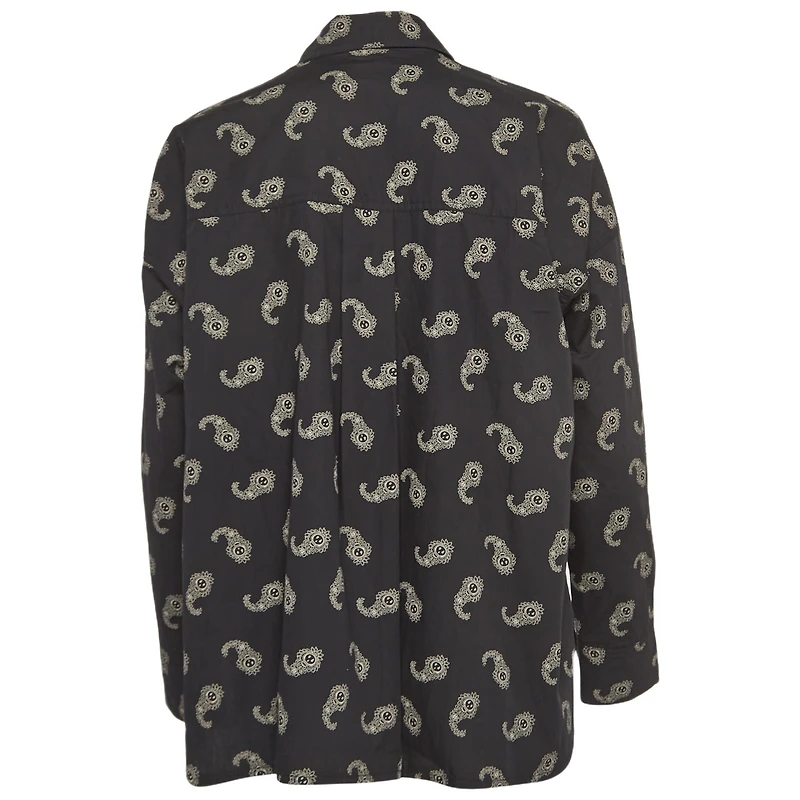 Pre-Owned Zadig & Voltaire Women's Black Tamara Paisley Print Cotton Oversized Shirt