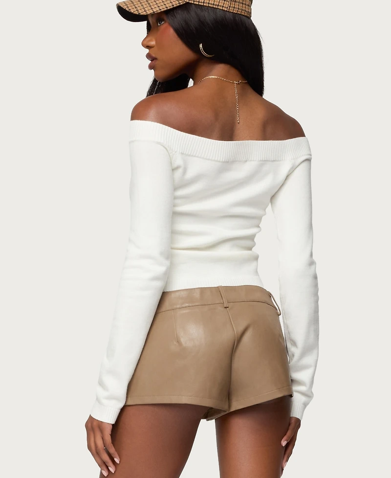 Edikted Women's Leatrice Off Shoulder Knit Top