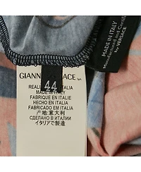 Pre-Owned Versace Women's Blue/orange Printed Jersey Long Sleeve T-Shirt