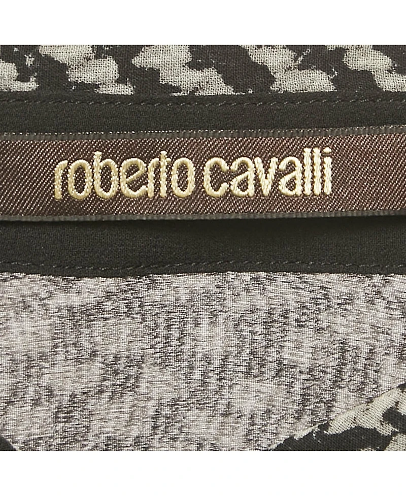 Pre-Owned Roberto Cavalli Women's Black Silk Monochrome Sheer Blouse