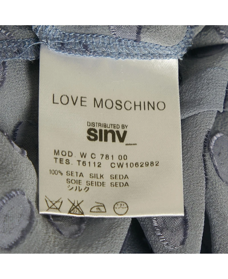 Pre-Owned Love Moschino Women's Fil Coupe Silk Frill Detail Sheer Top