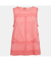 Pre-Owned Zadig & Voltaire Women's Pink Cotton Lace Insert Tani Top