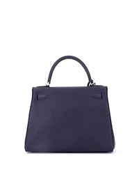 Pre-Owned Hermes Kelly 28 Handbag Blue Togo with Palladium Hardware