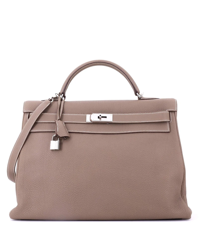 Pre-Owned Hermes Kelly Handbag Togo with Palladium Hardware